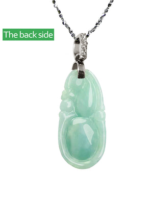 Fu Lu Shou Jade Necklace Pendant Jadeite Jade Green Chinese Good Luck Dahlia Stone Gemstone Certified Genuine fortune