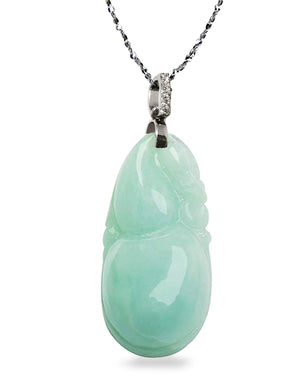 Fu Lu Shou Jade Necklace Pendant Jadeite Jade Green Chinese Good Luck Dahlia Stone Gemstone Certified Genuine fortune