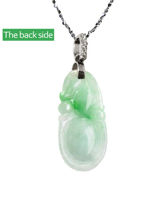 Fu Lu Shou Jade Necklace Pendant Jadeite Jade Green Chinese Good Luck Dahlia Stone Gemstone Certified Genuine fortune