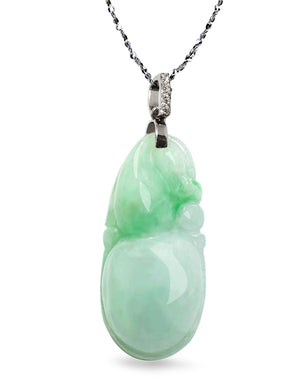 Fu Lu Shou Jade Necklace Pendant Jadeite Jade Green Chinese Good Luck Dahlia Stone Gemstone Certified Genuine fortune