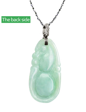 Fu Lu Shou Jade Necklace Pendant Jadeite Jade Green Chinese Good Luck Dahlia Stone Gemstone Certified Genuine fortune