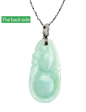 Fu Lu Shou Jade Necklace Pendant Jadeite Jade Green Chinese Good Luck Dahlia Stone Gemstone Certified Genuine fortune