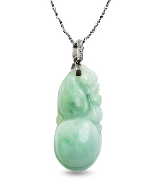 Fu Lu Shou Jade Necklace Pendant Jadeite Jade Green Chinese Good Luck Dahlia Stone Gemstone Certified Genuine fortune