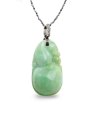 Fu Lu Shou Jade Necklace Pendant Jadeite Jade Green Chinese Good Luck Dahlia Stone Gemstone Certified Genuine fortune