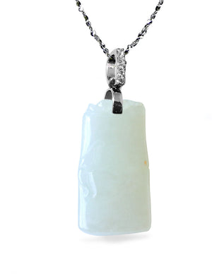 Bamboo Jade Necklace for Success & Longevity |Genuine Jadeite Jade Pendant Necklace | Dahlia