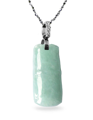 Jade Necklace | Bamboo Jadeite Jade Pendant Necklace, 16" + 8" Extender | Dahlia