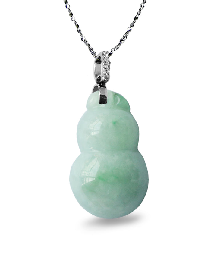 Calabash Jade Necklace | Certified Genuine Grade A Jadeite Jade Pendant Necklace 16" + 8" Extender | Dahlia