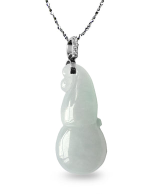 Calabash Jade Necklace | Certified Genuine Grade A Jadeite Jade Pendant Necklace 16" + 8" Extender | Dahlia