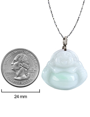 Laughing Buddha Jade Necklace | Certified Genuine Grade A Jadeite Jade Pendant Necklace| Dahlia