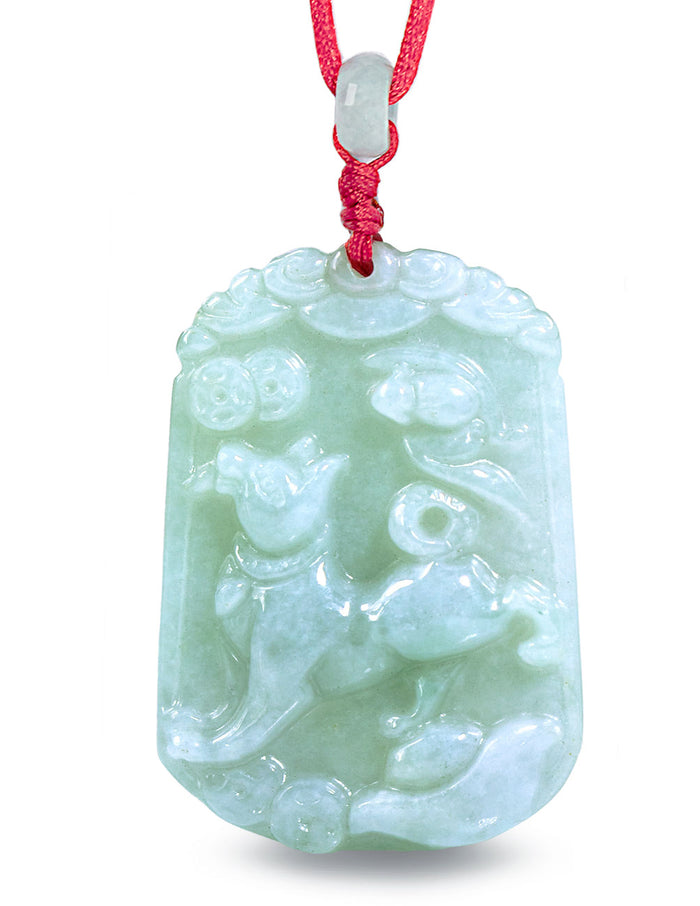 Chinese Zodiac Jade Necklace | Certified Genuine Grade A Jadeite Jade Pendant Necklace 16" + 8" Extender | Dahlia