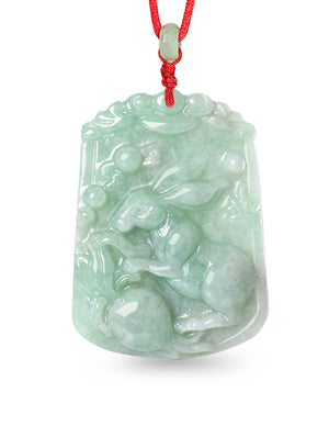 Chinese Zodiac Jade Necklace | Certified Genuine Grade A Jadeite Jade Pendant Necklace 16" + 8" Extender | Dahlia