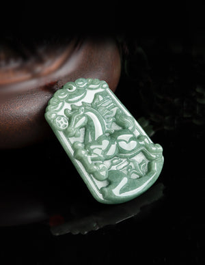 Chinese Fu Zodiac Jade Necklace Jadeite Jade Green Chinese Good Luck Dahlia Stone Gemstone Certified Real