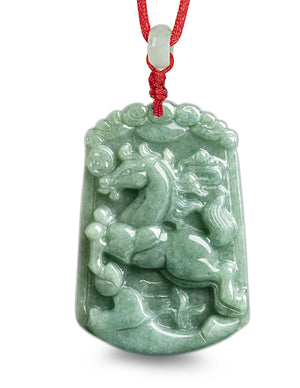 Chinese Zodiac Jade Necklace | Certified Genuine Grade A Jadeite Jade Pendant Necklace 16" + 8" Extender | Dahlia