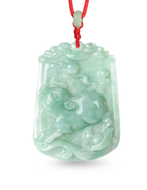 Chinese Fu Zodiac Jade Necklace Jadeite Jade Green Chinese Good Luck Dahlia Stone Gemstone Certified Real