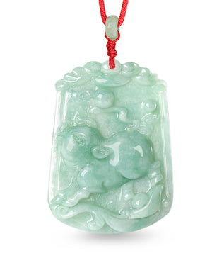 Chinese Zodiac Jade Necklace | Certified Genuine Grade A Jadeite Jade Pendant Necklace 16" + 8" Extender | Dahlia