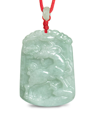 Chinese Fu Zodiac Jade Necklace Jadeite Jade Green Chinese Good Luck Dahlia Stone Gemstone Certified Real