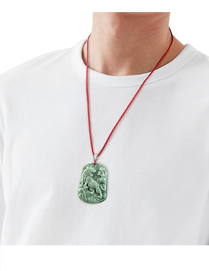 Chinese Fu Zodiac Jade Necklace Jadeite Jade Green Chinese Good Luck Dahlia Stone Gemstone Certified Real