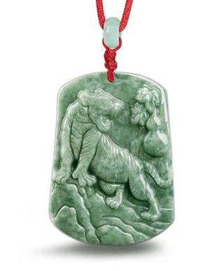 Chinese Fu Zodiac Jade Necklace Jadeite Jade Green Chinese Good Luck Dahlia Stone Gemstone Certified Real