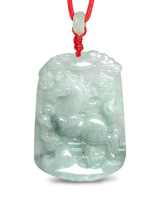 Chinese Fu Zodiac Jade Necklace Jadeite Jade Green Chinese Good Luck Dahlia Stone Gemstone Certified Real