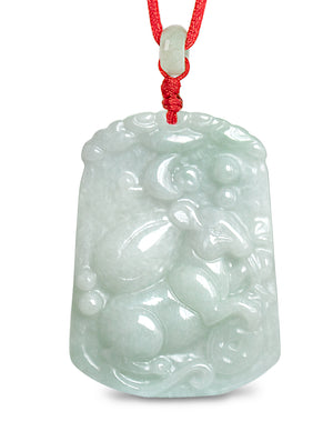 Chinese Zodiac Jade Necklace | Certified Genuine Grade A Jadeite Jade Pendant Necklace 16" + 8" Extender | Dahlia