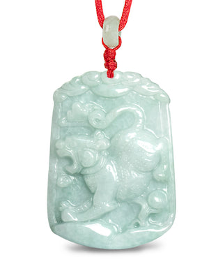 Chinese Zodiac Jade Necklace | Certified Genuine Grade A Jadeite Jade Pendant Necklace 16" + 8" Extender | Dahlia