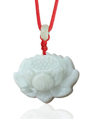 Dahlia Lotus Jade Necklace, Real Grade A Certified Burma Jadeite for Beauty and Purity