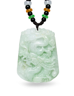 Dragon Phoenix Jade Necklace  | Certified Genuine Grade A Jadeite Jade Pendant Necklace | Dahlia