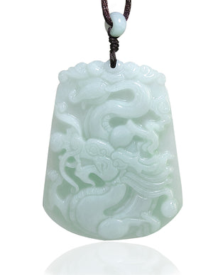 Dragon Phoenix Jade Necklace  | Certified Genuine Grade A Jadeite Jade Pendant Necklace | Dahlia