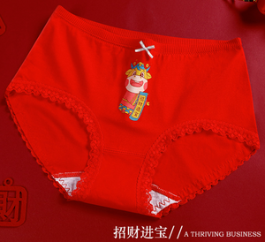 Women's Underwear 少女本命年内裤-蕾丝中腰