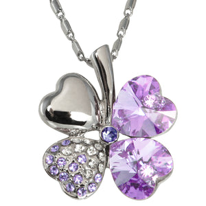 Four Leaf Clover Swarovski Crystal Pendant Necklace | Dahlia