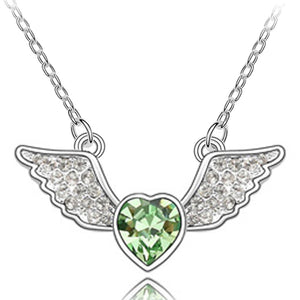 Angel Heart Swarovski Crystal Heart Necklace Rhodium Plated  | Dahlia