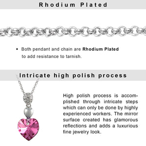 Crystal Heart Swarovski Crystal Pendant Necklace and Stud Earrings Set Rhodium Plated | Dahlia