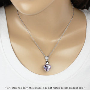 Sparkling Oval Dangle Heart Swarovski Crystal Elements Rhodium Plated Pendant Necklace | Dahlia