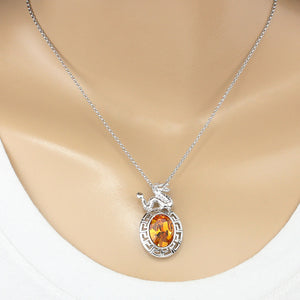 Year of Dragon Golden Swarovski Crystal Elements Pendant Necklace Chinese Zodiac Amulet Rhodium Plated | Dahlia
