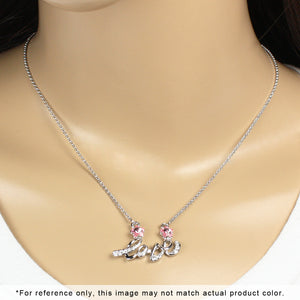  Letter Love Cherry Blossom Swarovski Crystal Elements Necklace Rhodium Plated  | Dahlia