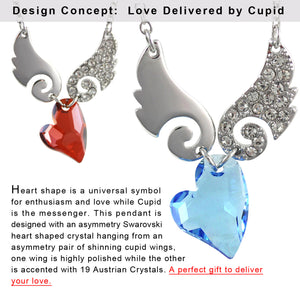 Cupid Heart Swarovski Crystal Elements Necklace Earrings and Bracelet Set Rhodium Plated | Dahlia