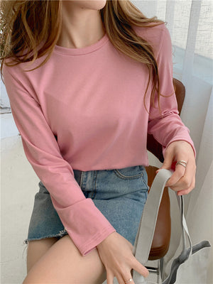 womens-model-base shirts春夏季女士圆领莫代尔打底衫/穿着舒适/时尚百搭/修身显瘦