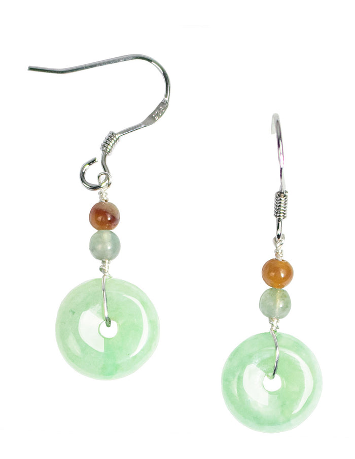 Eternal Circle Jade Earrings | Real Grade A Certified Burma Jadeite for Inner Peace | Sterling Silver Hook