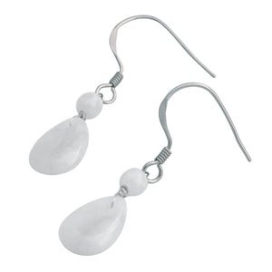 Tear Drop Jade Earrings Jadeite Jade Green Chinese Good Luck Dahlia Stone Gemstone Certified Real Silver fortune