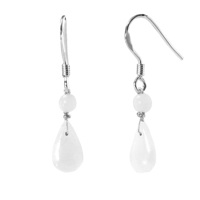 Tear Drop Jade Earrings | Certified Genuine Grade A Jadeite Jade Silver Drop Earrings | Dahlia