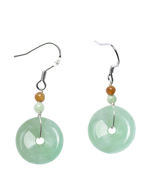 Eternal Circle Jade Earrings | Real Grade A Certified Burma Jadeite for Inner Peace | Sterling Silver Hook