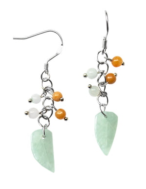 Leaf Jade Earrings | Certified Genuine Grade A Jadeite Jade and Silver Dangle Earrings | Dahlia