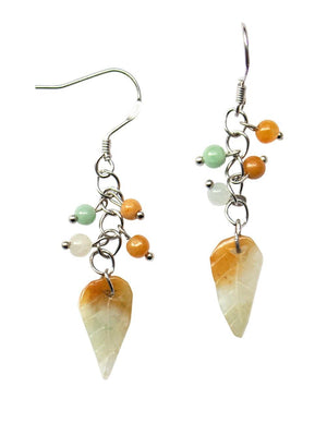 Leaf Jade Earrings Jadeite Jade Green Chinese Good Luck Dahlia Stone Gemstone Certified Real fortune