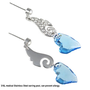 Cupid Heart Swarovski Crystal Elements Necklace Earrings and Bracelet Set Rhodium Plated | Dahlia