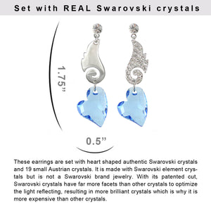 Cupid Swarovski Crystal Elements Sparkling Wing Rhodium Plated Drop Earrings | Dahlia