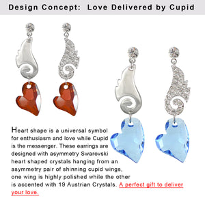 Cupid Swarovski Crystal Elements Sparkling Wing Rhodium Plated Drop Earrings | Dahlia