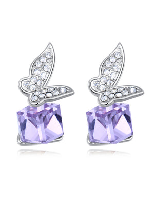 Butterfly Swarovski Element Crystal Drop Earrings Rhodium Plated| Dahlia