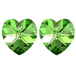  Crystal Heart Swarovski Crystal Elements Stud Earrings Rhodium Plated | Dahlia