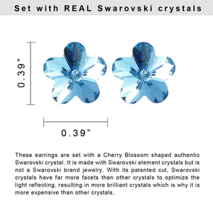 Spring Bloom Cherry Blossom  Swarovski Crystal Elements Stud Earrings Rhodium Plated | Dahlia