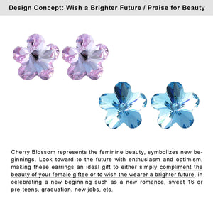 Spring Bloom Cherry Blossom  Swarovski Crystal Elements Stud Earrings Rhodium Plated | Dahlia
